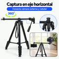 Trípode Jmary KP-2209 con brazo horizontal: captura en eje horizontal con cámara y celular